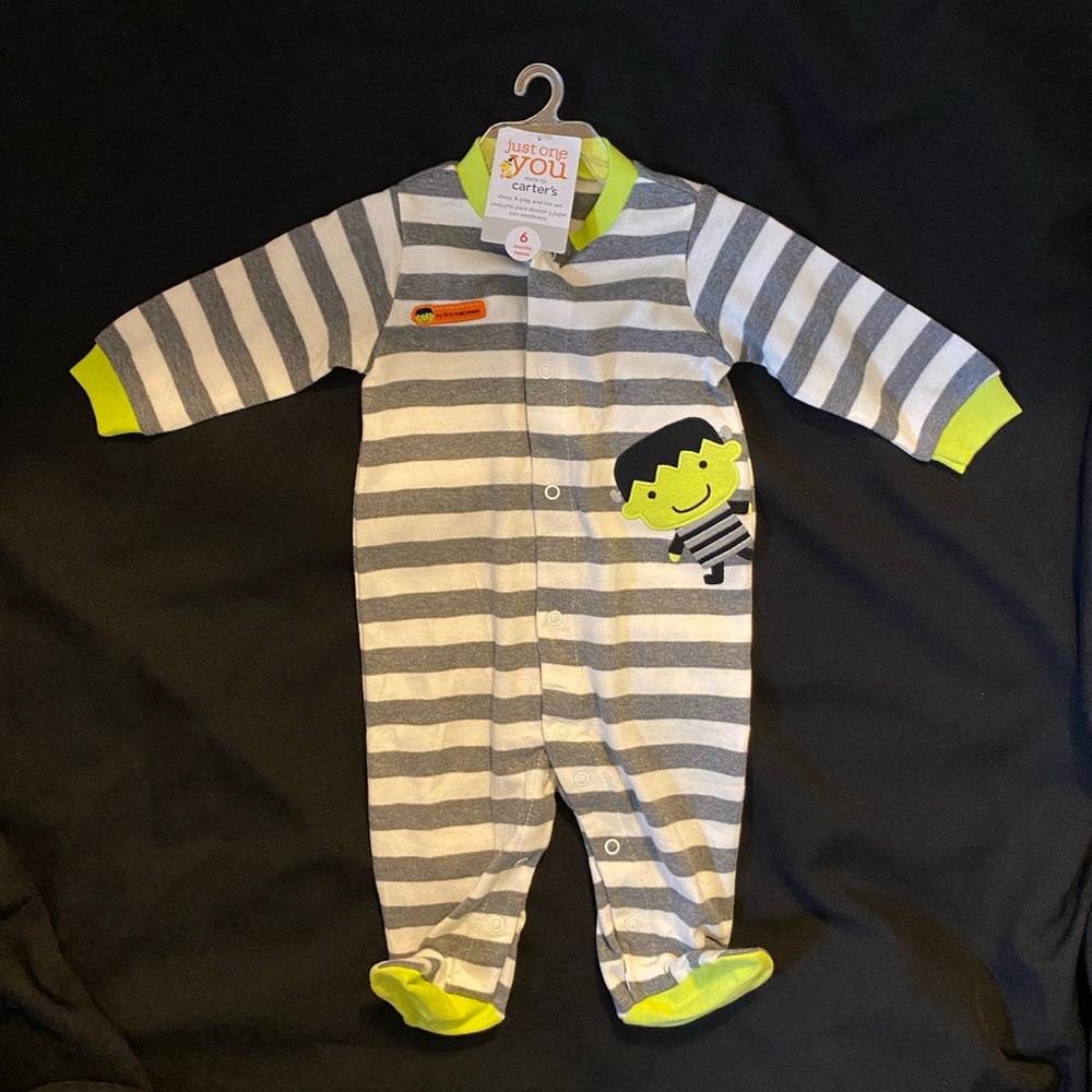 Carter's Striped Gray and Lime Footie